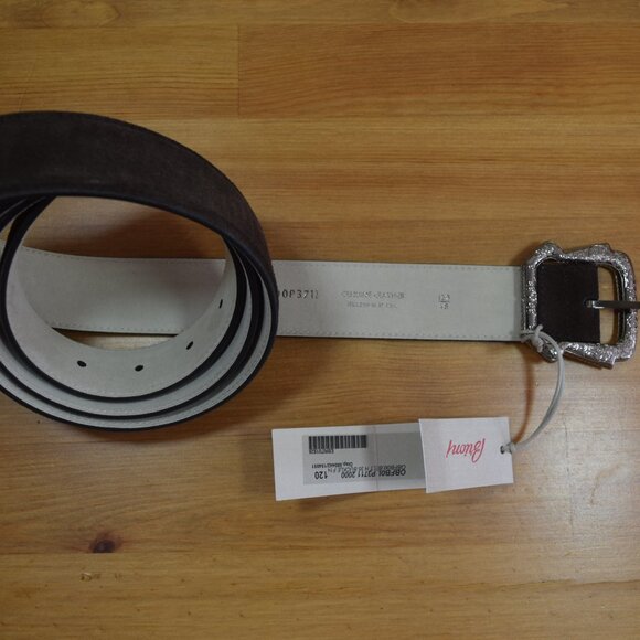 $1100 Brioni Men's Dark Brown Suede Belt Genuine Leather Handmade Italy 120 48 - Picture 7 of 16